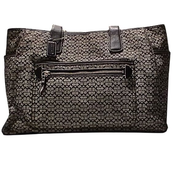 Coach Monogram Signature Diaper Bag Voyager Black Gray F0926-F13813 Signature C - Picture 2 of 16